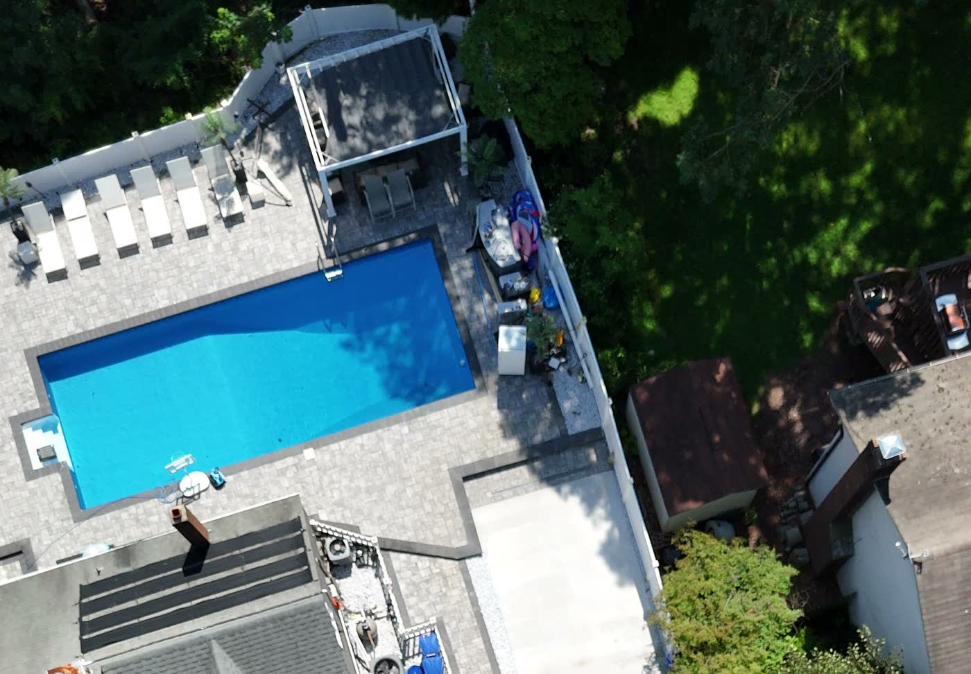 Full backyard transformation in Matawan, seen from above